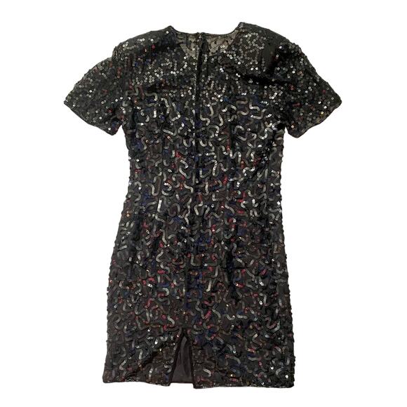 Stenay Silk Vintage Sequin Black Short Dress size 10 - Picture 2 of 15